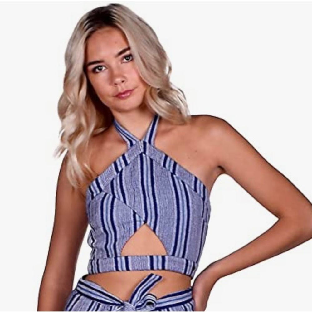 Roxy Striped Halter Neck Top